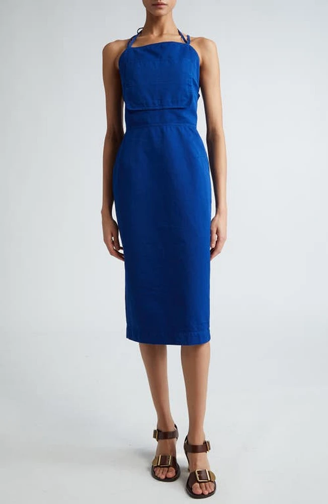 Max Mara Temide Sleeveless Cotton Poplin Belted Dress Cornflower Blue at Nordstrom,