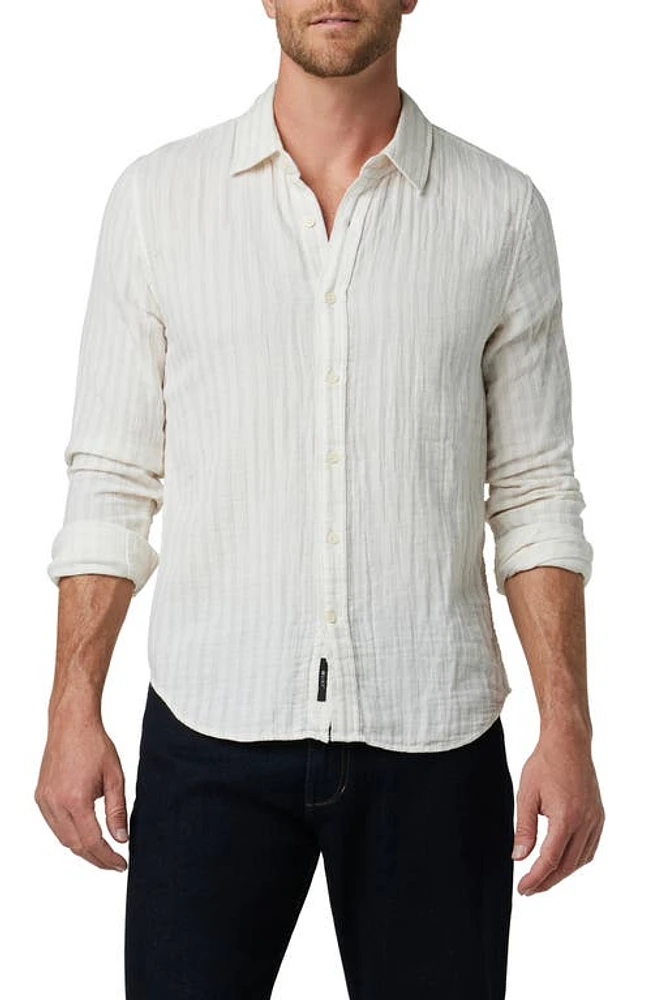 Joe's Theo Textured Cotton Button-Up Shirt Grey Morn Stripe at Nordstrom,