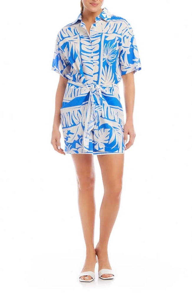 FIFTEEN TWENTY Codi Print Tie Front Shirtdress at Nordstrom, Size X-Small