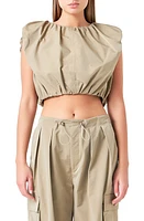 Grey Lab Sleeveless Cotton Crop T-Shirt Khaki at Nordstrom,