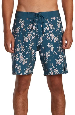 RVCA VA Pigment Print Board Shorts in Duck Blue at Nordstrom, Size 33