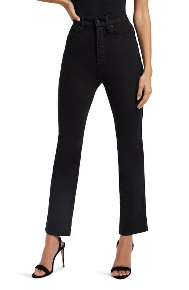 Good American Curve High Waist Straight Leg Jeans Black 001 at