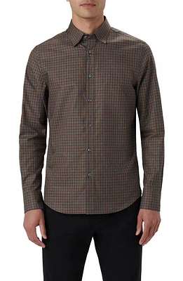 Bugatchi Karl Check Button-Up Shirt Chestnut at Nordstrom,