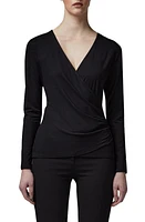 LK Bennett Eames Surplice Jersey Top Black at Nordstrom,