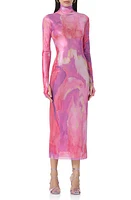 AFRM Shailene Foil Long Sleeve Dress Painted Orchid at Nordstrom,