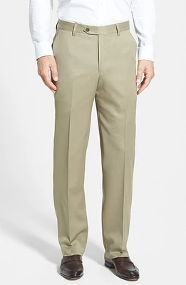 Berle Flat Front Classic Fit Wool Gabardine Dress Pants Tan at Nordstrom, X