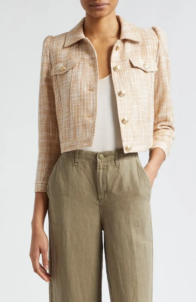 L'AGENCE Kasey Tweed Crop Jacket Bone Multi at Nordstrom,