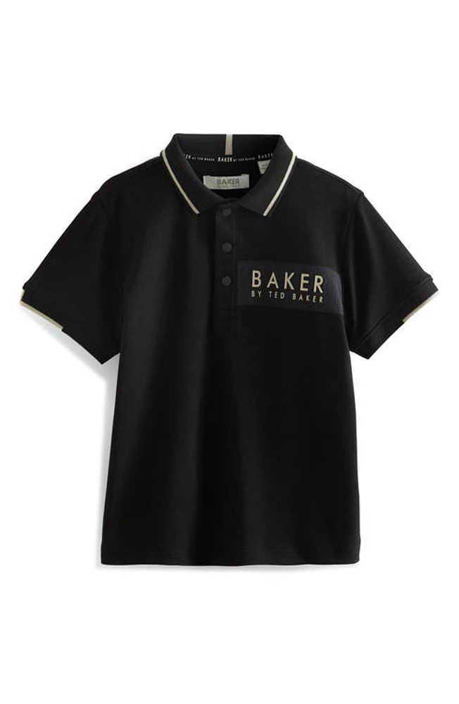 Baker by Ted Kids' Cotton Graphic Polo Black at Nordstrom,