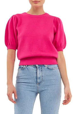 English Factory Puff Sleeve Sweater Fuchsia at Nordstrom,