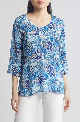 APNY Abstract Print Top Blue Multi at Nordstrom,