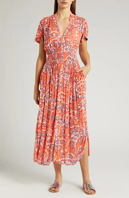 Poupette St Barth Becky Floral Cover-Up Dress Orange Palmery at Nordstrom,