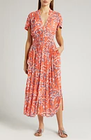 Poupette St Barth Becky Floral Cover-Up Dress Orange Palmery at Nordstrom,