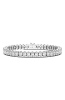 HauteCarat Oval Cut Lab Created Diamond Tennis Bracelet in 14K White Gold at Nordstrom