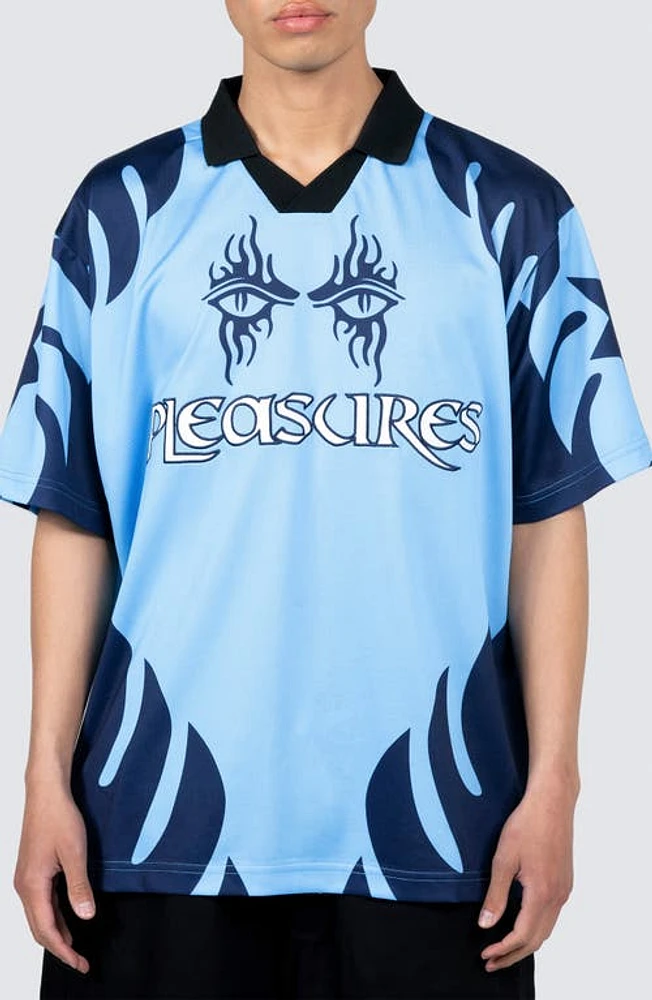 PLEASURES Afterlife Mesh Soccer Jersey Blue at Nordstrom,