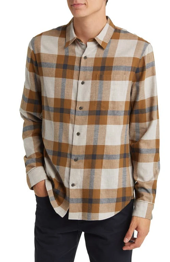 Vince Yorkshire Plaid Flannel Button-Up Shirt Slate Brown/Nightsha at Nordstrom,