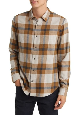 Vince Yorkshire Plaid Flannel Button-Up Shirt Slate Brown/Nightsha at Nordstrom,