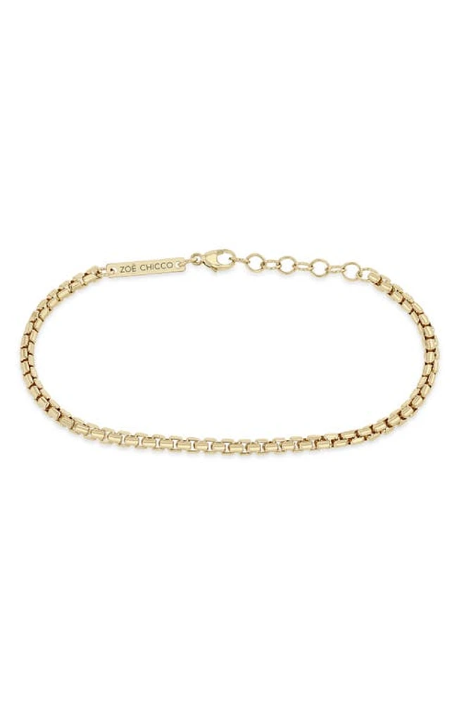 Zoë Chicco Box Chain Bracelet in Yellow Gold at Nordstrom, Size 7