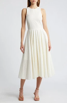 FRAME Eyelet Sleeveless Fit & Flare Dress Cream at Nordstrom,