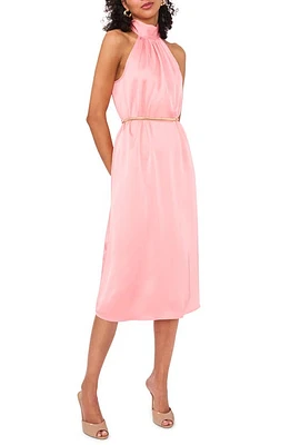 1.STATE Mock Neck Satin Midi Dress Rose Gauze at Nordstrom,