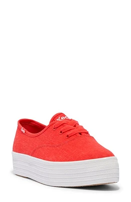 Keds Point Linen Platform Sneaker Red at Nordstrom,