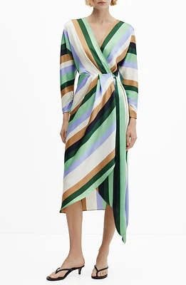 MANGO Verdi Tie Waist Long Sleeve Wrap Dress at Nordstrom,