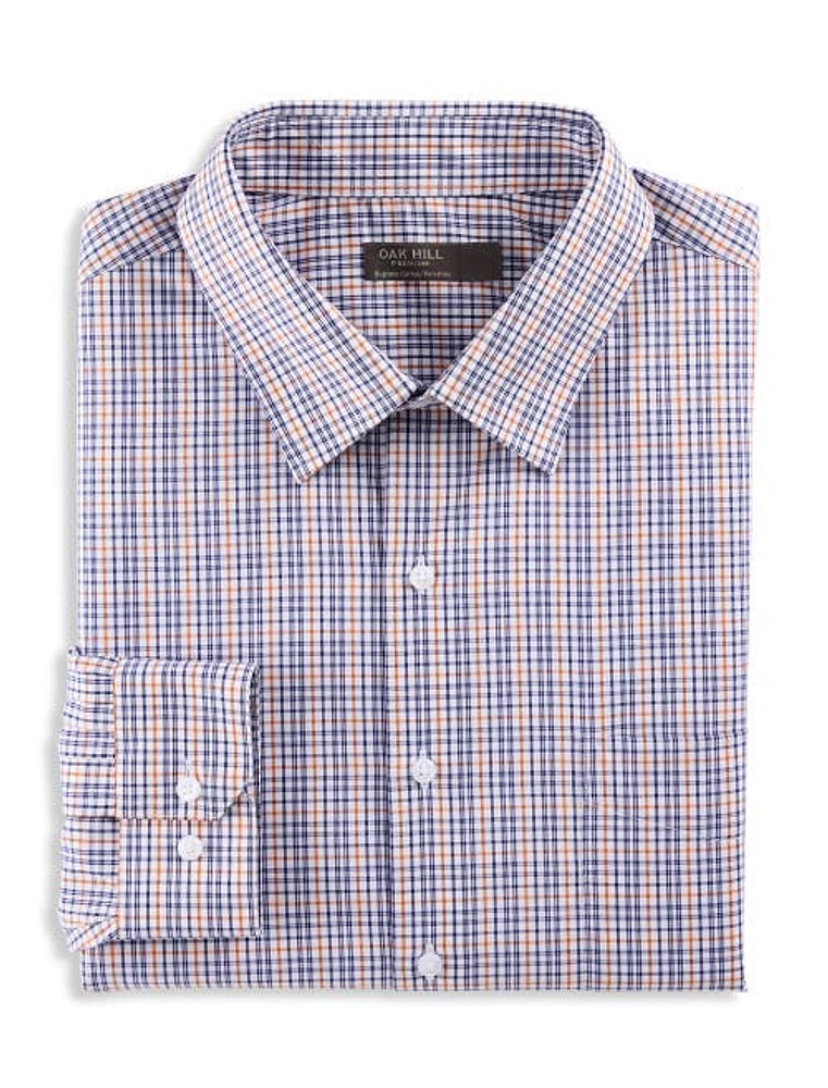 Oak Hill Premium by DXL Plaid Dress Shirt in Navy at Nordstrom, Size 22 - 36