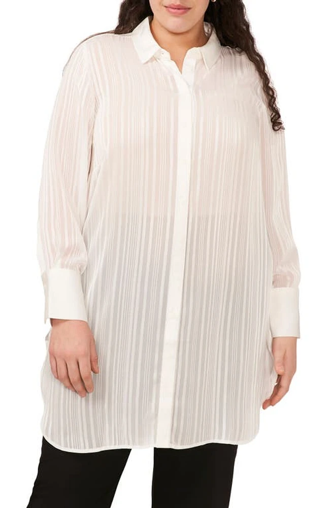 halogen(r) Stripe Button-Up Tunic Top at Nordstrom,