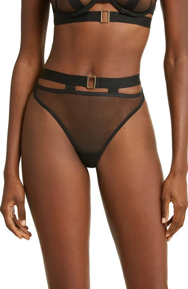 Bluebella Trinity Cutout High Waist Mesh Thong Black at Nordstrom,