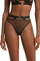 Bluebella Trinity Cutout High Waist Mesh Thong Black at Nordstrom,