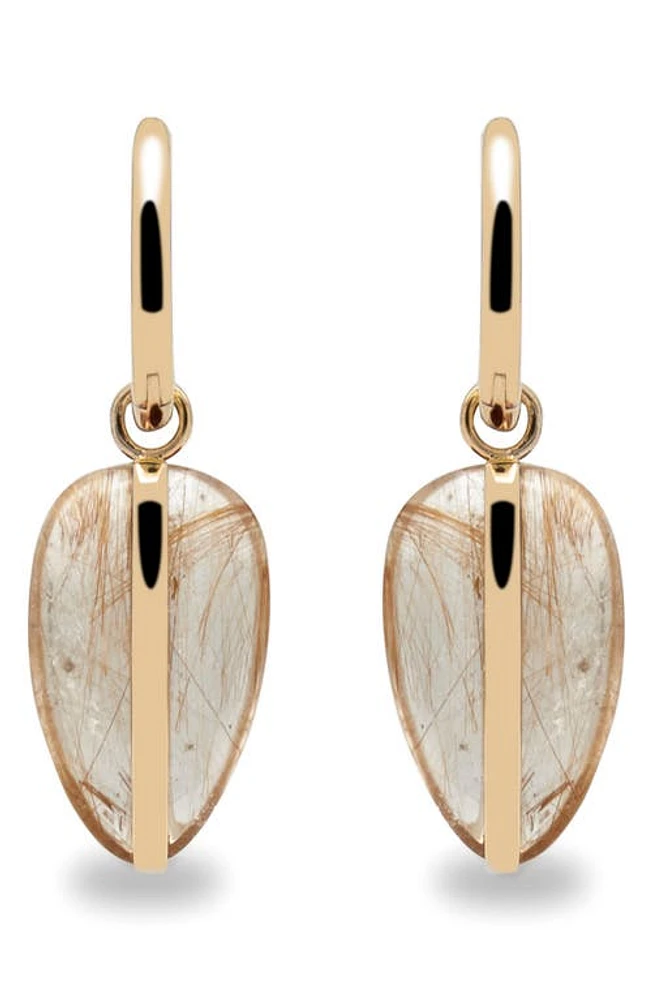 BY PARIAH Rutilated Quartz Drop Hoop Earrings in Gold at Nordstrom