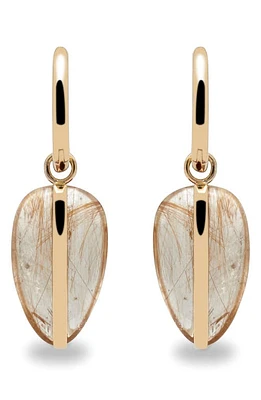 BY PARIAH Rutilated Quartz Drop Hoop Earrings in Gold at Nordstrom