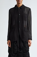 Comme des Garçons Sheer Georgette Button-Up Shirt Black at Nordstrom,