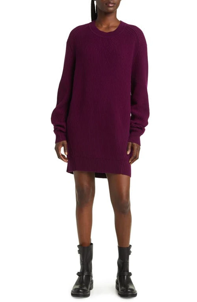 rag & bone Pierce Long Sleeve Cashmere Shift Minidress in Plum at Nordstrom, Size Large