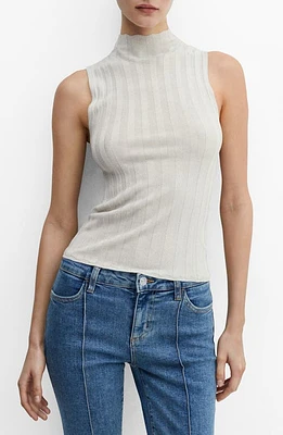 MANGO Uranio Mock Neck Sleeveless Knit Top Silver at Nordstrom,