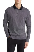 Robert Barakett Black Cross Long Sleeve Cotton Polo at Nordstrom,