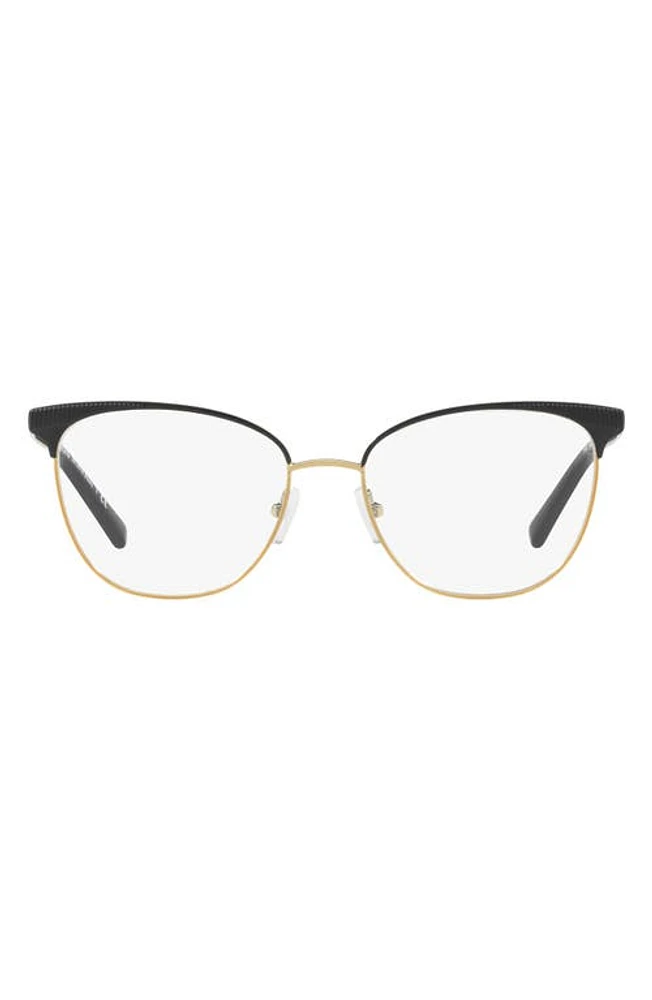 Michael Kors 54mm Square Optical Glasses in Matte Black/Pale Gold at Nordstrom