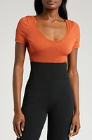 Nike Short Sleeve Rib Sweater Bodysuit at Nordstrom,