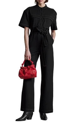 & Other Stories Short Sleeve Jumpsuit Black Dark at Nordstrom,