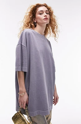 Topshop Oversize Cotton T-Shirt Mid Blue at Nordstrom,