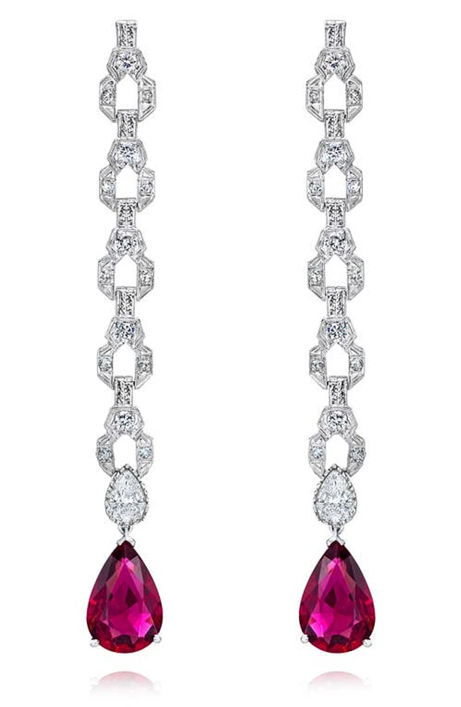 Mindi Mond Rubellite & Diamond Drop Earrings in Rubellite/Dia/Plat at Nordstrom