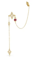 Hueb Onsa Diamond & Raspberry Rhodolite Chain Right Ear Cuff in Yellow Gold at Nordstrom