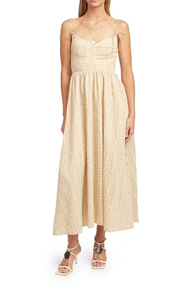 En Saison Brubeck Stripe Midi Dress Peach Taupe at Nordstrom,