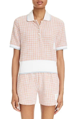 Thom Browne Check Tweed Shrunken Polo Orange at Nordstrom, Us