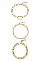 Ettika Set of 3 Chain Link Bracelets in Gold at Nordstrom