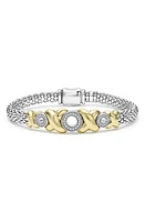 LAGOS Embrace XO Pavé Diamond Caviar Station Bracelet in Silver at Nordstrom, Size 7