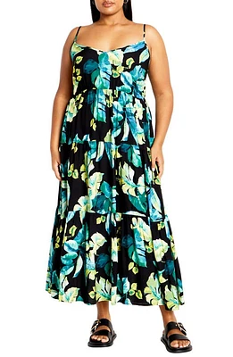 City Chic Tropical Print Maxi Sundress Oasis at