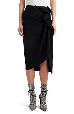 Dries Van Noten Sinas Ruffle Midi Pencil Skirt Black 900 at Nordstrom, Us