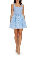 Dress the Population Melanie Floral Appliqué Mixed Media Minidress Multi at Nordstrom,