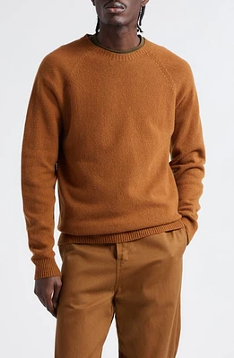 Sunspel Lambswool Crewneck Sweater Dark Camel at Nordstrom,