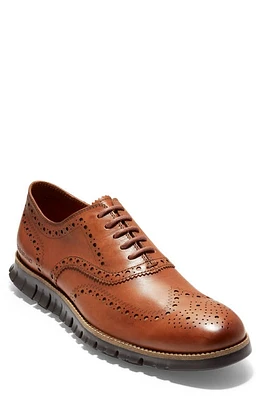 Cole Haan ZeroGrand Wingtip Derby British Tan Leather/Java at Nordstrom,